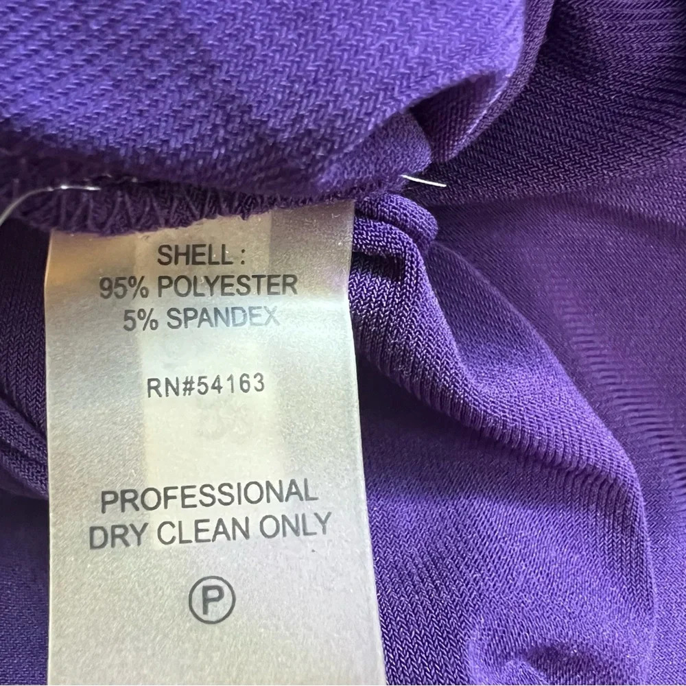 Calvin Klein Purple 3/4 Sleeve Faux Wrap Stretch Formal Dress Womens Size 10 - Picture 15 of 16